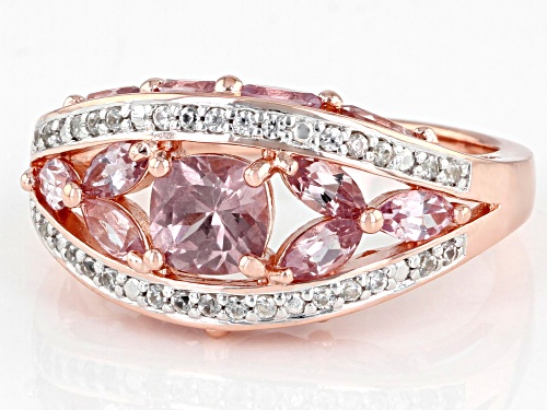 1.83ctw Color Shift Garnet With 0.18ctw Round White Zircon 18K Rose Gold Over Sterling Silver Ring - Size 6