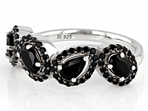 1.15ctw Mixed Shapes Black Spinel Rhodium Over Sterling Silver Ring - Size 7