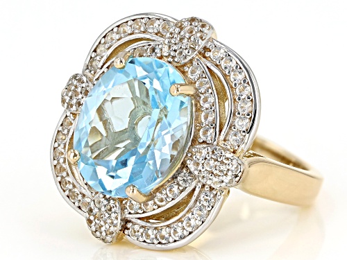 4.79ct Oval Glacier Topaz™ With 0.70ctw White Topaz 18k Yellow Gold Over Sterling Silver Ring - Size 10