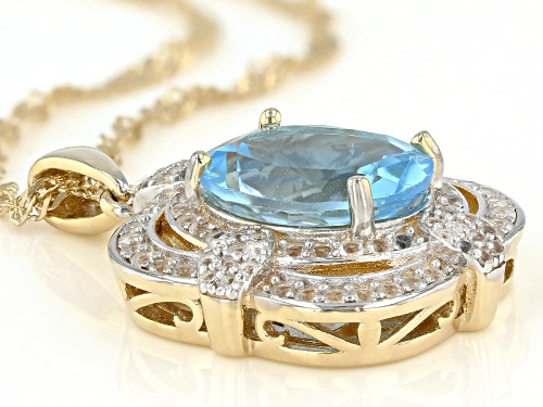 4.79ct Oval Glacier Topaz™ With 0.70ctw White Topaz 18k Yellow Gold Over Silver Pendant With Chain
