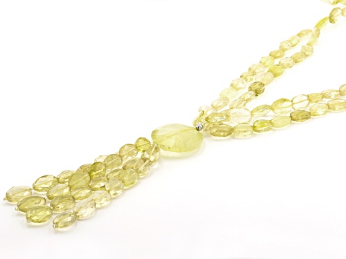 5x7-8x10mm Oval And 30mm Round Canary Quartz Beaded Necklace. - Size 28
