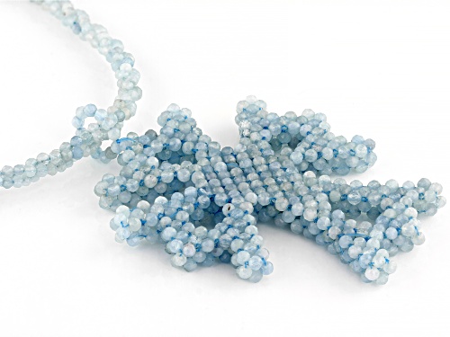 2.7mm-2.3mm Blue Aquamarine Rhodium Over Sterling Silver Necklace With Cross Enhancer Pendant - Size 18