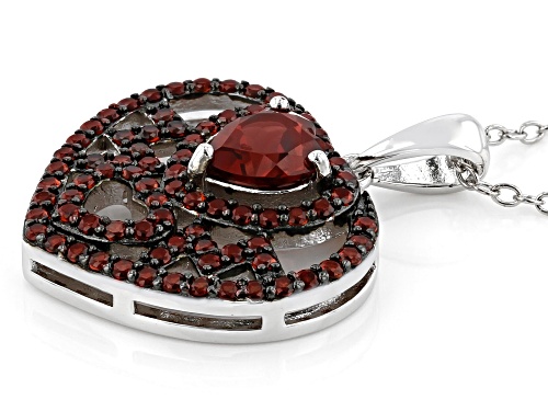 0.90ct Heart shape And 0.79ctw Round Vermelho Garnet™ Rhodium Over Silver MOM Pendant With Chain