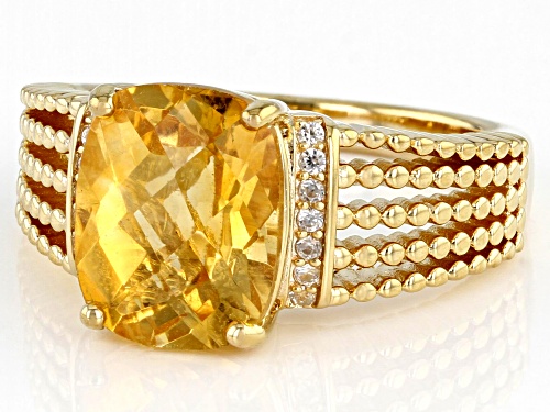 2.50ct Citrine With 0.08ctw White Zircon 18k Yellow Gold Over Sterling Silver Ring - Size 8