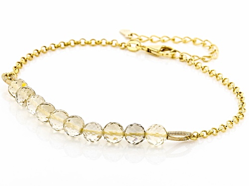 6x6mm Champagne Quartz 18k Yellow Gold Over Sterling Silver Beaded Bracelet - Size 8
