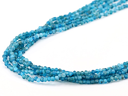 2.0mm Round Blue Apatite Rhodium Over Sterling Silver Beaded 5-Strand Necklace - Size 18