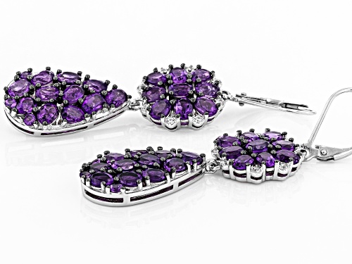 5.55ctw African Amethyst With 0.18ctw White Zircon Rhodium Over Sterling Silver Earrings