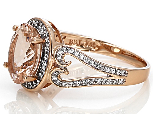 2.20ct Oval Cor-De-Rosa Morganite™ With .46ctw Round White Zircon 10k Rose Gold Ring. - Size 8