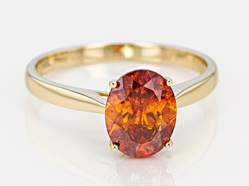 2.12ct oval sphalerite solitaire 10k yellow gold ring. - Size 7