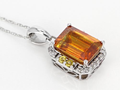 2.16ct sphalerite, .04ctw yellow sapphire & .07ctw diamond accent 10k white gold pendant w/chain