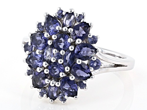 1.41ctw Mixed Shapes Iolite Rhodium Over Sterling Silver Ring - Size 7