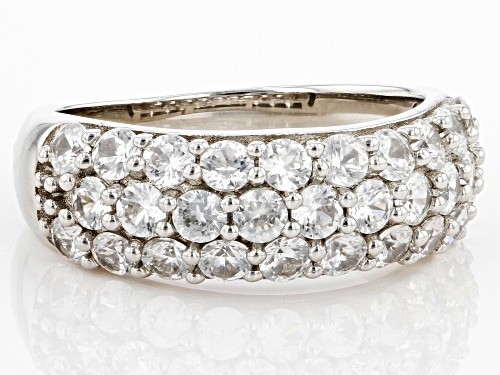 2.90ctw White Zircon Rhodium Over Sterling Silver Band Ring - Size 7