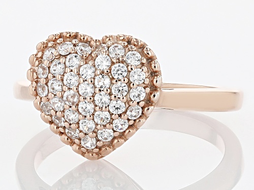 0.62ctw Round White Zircon 18K Rose Gold Over Sterling Silver Heart Ring - Size 10