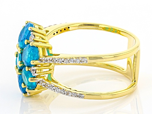 1.38ctw Paraiba Blue Opal With 0.54ctw White Zircon 18k Yellow Gold Over Sterling Silver Ring - Size 8