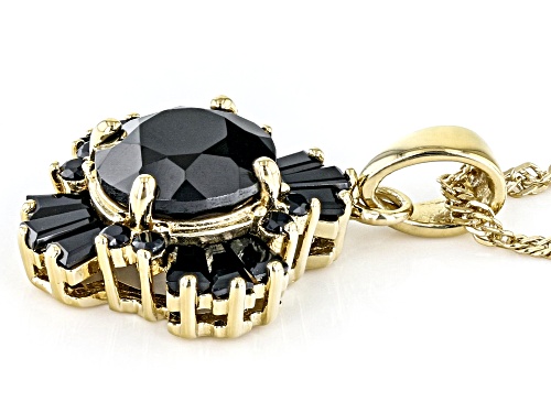 3.48ctw Mixed Shape Black Spinel 18k Yellow Gold Over Sterling Silver Pendant With Chain