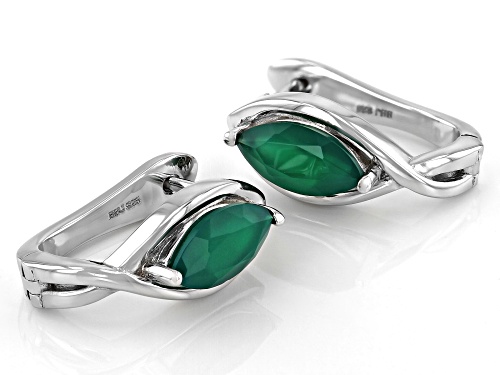 1.43ctw Marquise Green Onyx Rhodium Over Silver Earrings