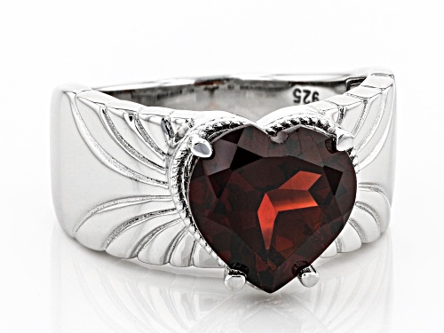 3.00ct Heart Shape Vermelho Garnet(TM) Rhodium Over Sterling Silver Solitaire Ring - Size 11