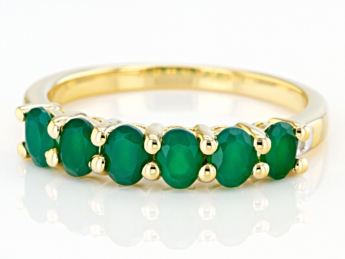 .74ctw oval green onyx with .01ctw diamond accent 18k gold over sterling silver band ring - Size 7