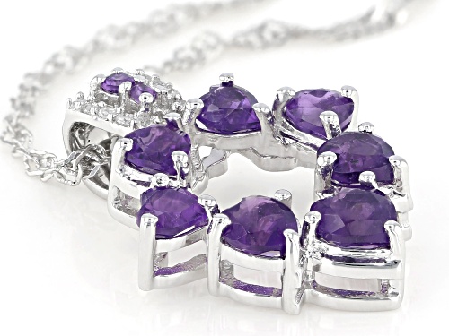 1.80ctw African Amethyst With 0.05ctw White Zircon Rhodium Pendant with Chain