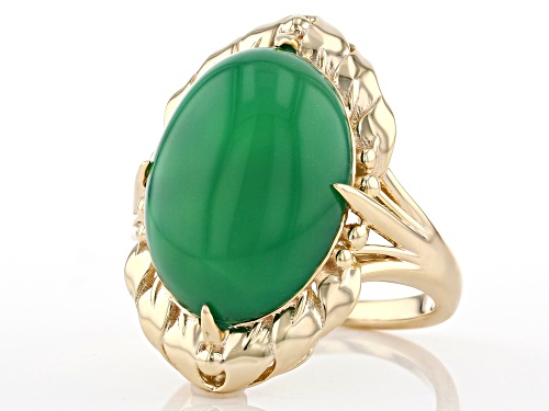 18x13mm Oval Green Onyx 18k Yellow Gold Over Sterling Silver Solitaire Ring - Size 7