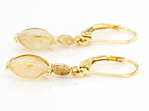 2.57ctw Marquise Golden Rutilated Quartz 18k Yellow Gold Over Silver Earrings