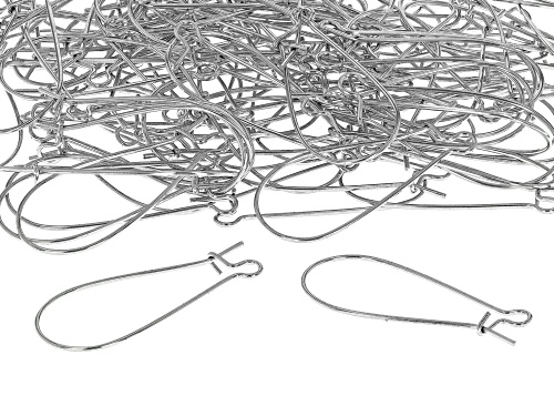 Ear Wire Kidney Shape with Open Loop in Silver Tone appx 33x12x0.7mm 100 Pieces Total