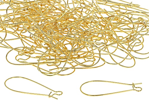 Ear Wire Kidney Shape with Open Loop in Gold Tone appx 33x12x0.7mm 100 Pieces Total