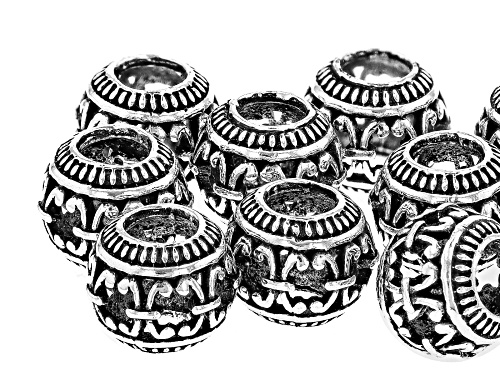 Antique Silver Tone Plated Spacer Bead appx 10mm 10 Beads Total