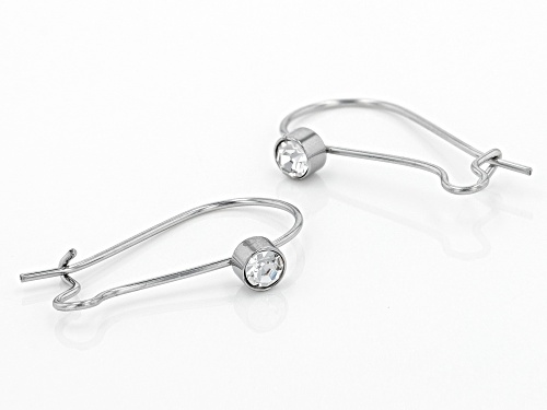 Stainless Steel appx 23mm Earring Finding with appx 4mm Round Crystal appx 10 Pieces Total