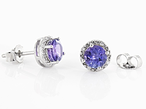1.75ct round tanzanite with .01ctw round white diamond accent rhodium over sterling silver earrings