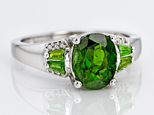 1.81ctw Russian Chrome Diopside With .03ctw Diamond Accent Rhodium Over Sterling Silver Ring - Size 11