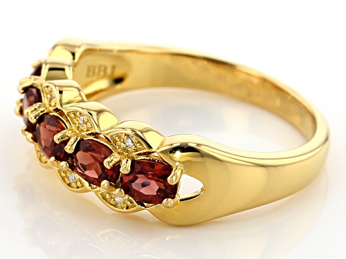 .82ctw Oval Vermelho Garnet(TM) & .02ctw Round White Diamond Accent 18k Gold Over Silver Band Ring - Size 9