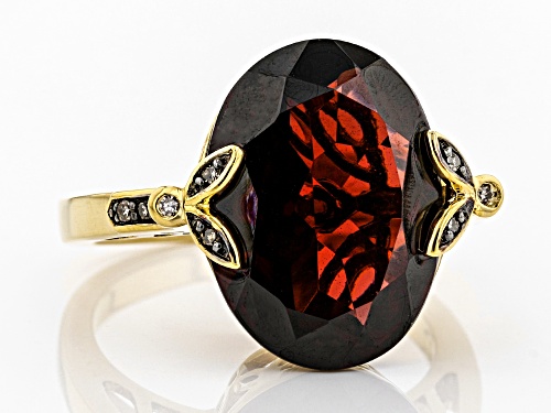 8.50ct Vermelho Garnet™ With .04ctw Champagne Diamond Accent 18k Gold Over Silver Ring - Size 8
