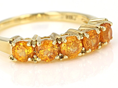1.27ctw Mandarin Garnet With .03ctw Yellow Diamond Accent 18k Gold Over Sterling Silver Band Ring - Size 8