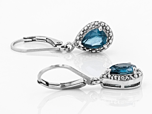 1.36ctw Teal Chromium Kyanite With .02ctw White Diamond Accents Rhodium Over Silver Dangle Earrings