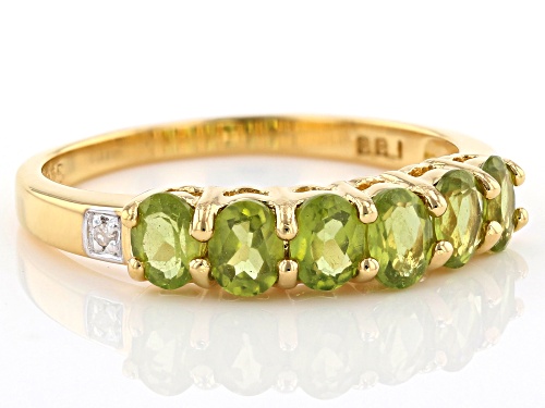 .91CTW OVAL VESUVIANITE WITH .01CTW WHITE 2 DIAMOND ACCENT 18K GOLD OVER SILVER BAND RING - Size 9