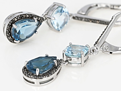 4.98ctw London blue & Glacier Topaz(TM) w/champagne diamond accent rhodium over silver earrings