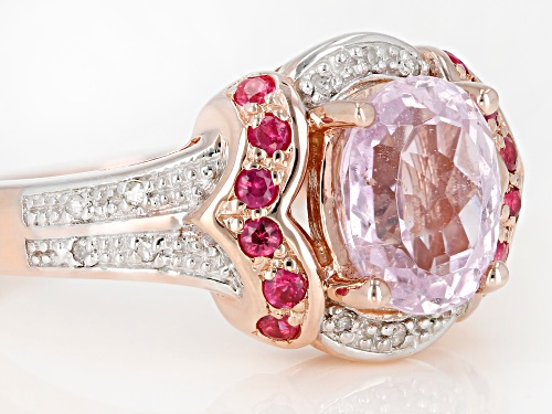 1.98ct Kunzite w/ .31ctw Pink Spinel & .03ctw Diamond Accent 18k Rose Gold Over Sterling Silver Ring - Size 7