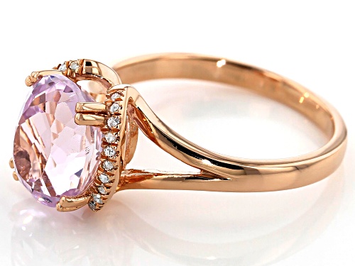 2.77ct oval kunzite with .07ctw round white diamond accent 18k rose gold over sterling silver ring - Size 8