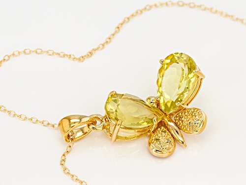 4.95ctw canary yellow quartz with .01ctw yellow diamond accent 18k gold over silver pendant w/chain