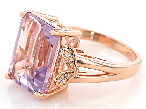 6.04ct Lavender Amethyst with .05ctw diamond accent 18k rose gold over silver ring - Size 8