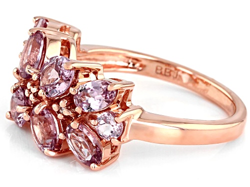 2.38CTW COLOR SHIFT GARNET WITH .01CTW WHITE DIAMOND ACCENT 18K ROSE GOLD OVER SILVER RING - Size 8