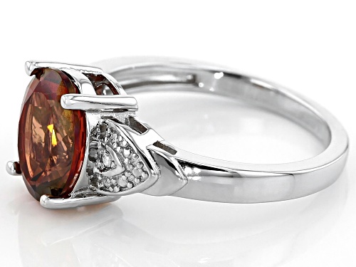 1.95ct Red Labradorite with .01ctw White Two Diamond Accent Rhodium Over Sterling Silver Ring - Size 9