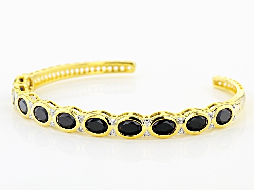 6.63ctw Oval Black Spinel With .01ct Diamond Accent 18k Yellow Gold Over Silver Bracelet - Size 7