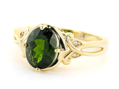 1.63ct Oval Chrome Diopside With .02ctw Round White Diamond Accent 18K Gold Over Silver Ring - Size 8