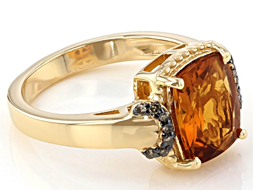 2.34ct Cushion Madeira Citrine & 0.07ctw Champagne Diamond Accent 18k Yellow Gold Over Silver Ring - Size 9