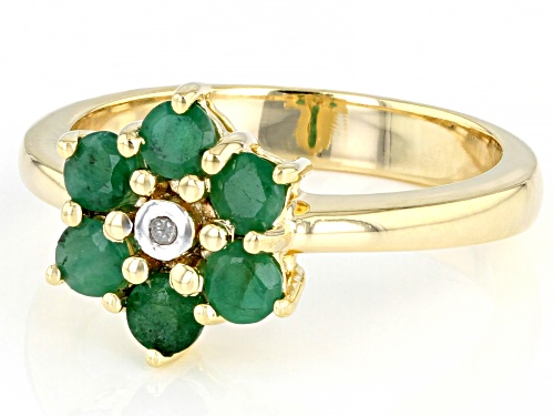 0.65ctw Emerald with 0.01ct Single Diamond Accent 18k Yellow Gold Over Sterling Silver Ring - Size 7