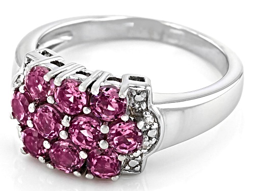 1.27ctw Round Blush Color Garnet With 0.03ctw White Diamond Accent Rhodium Over Silver Ring - Size 8