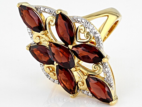 3.57ctw Marquise Vermelho Garnet™ With 0.01ctw Diamond Accent 18K Yellow Gold Over Silver Ring - Size 8