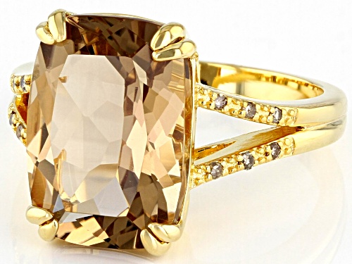 5.53ct Champagne Quartz With 0.05ctw Champagne Diamond Accent 18k Yellow Gold Over Silver Ring - Size 5